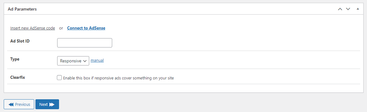 Add your Google AdSense code