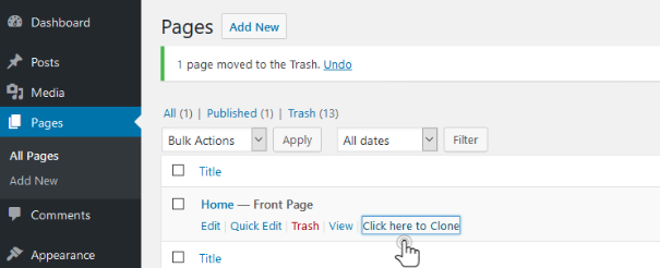 Duplicate a WP Page