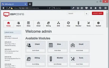 ISPConfig control panel