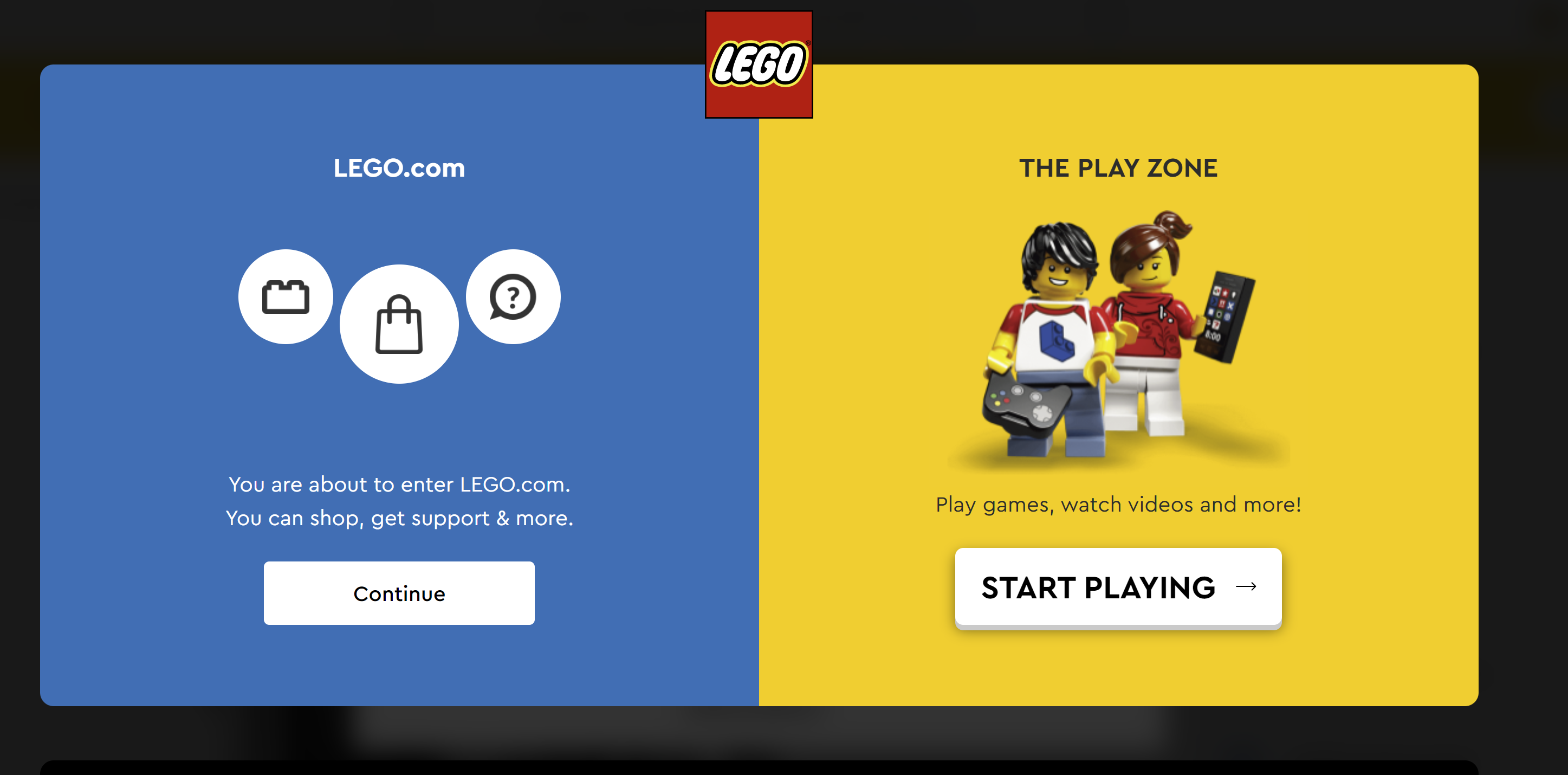 LEGO set in Website