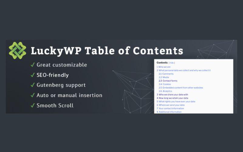 LuckyWP Table of Contents