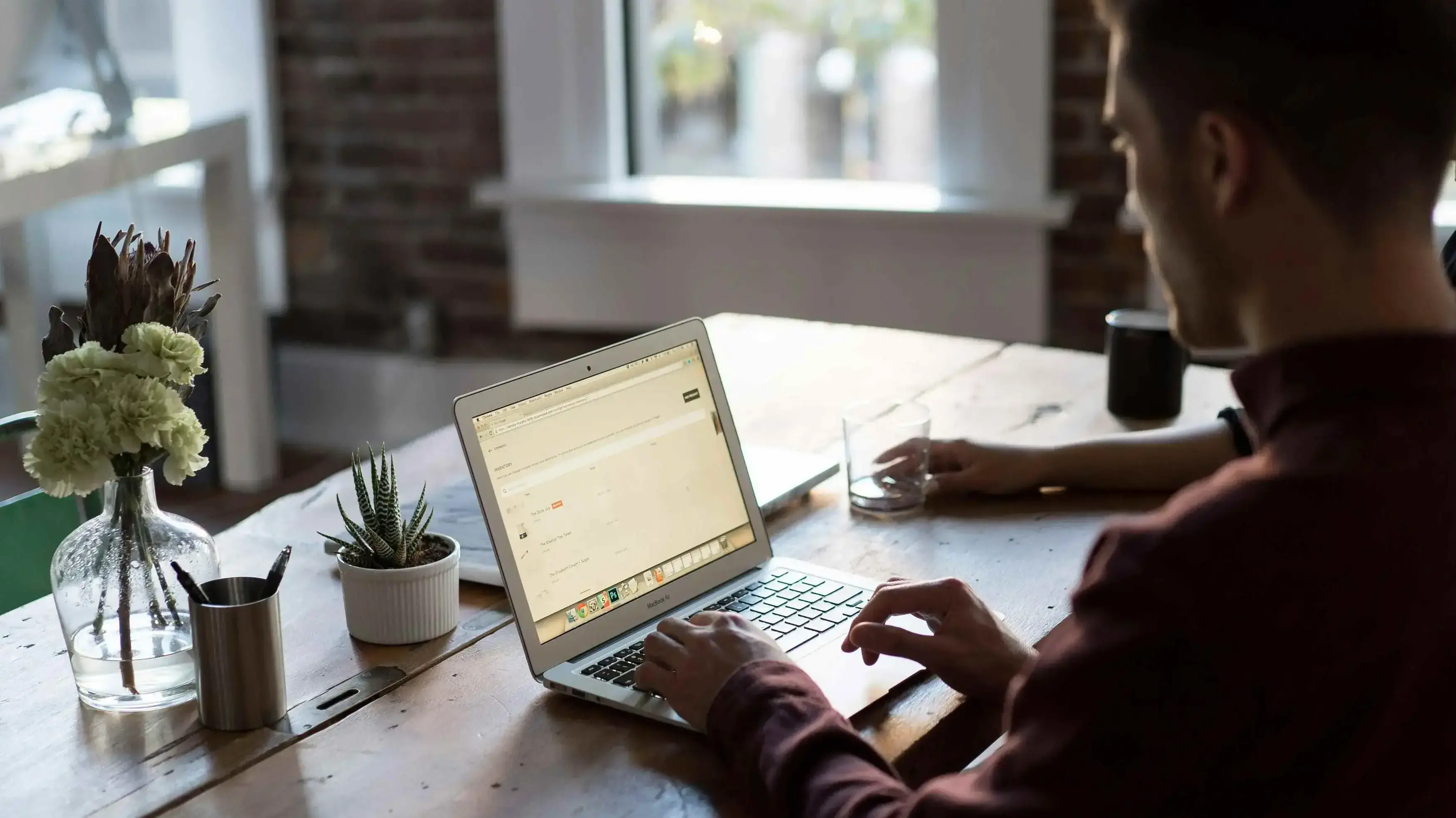 Man accounting on keyboard