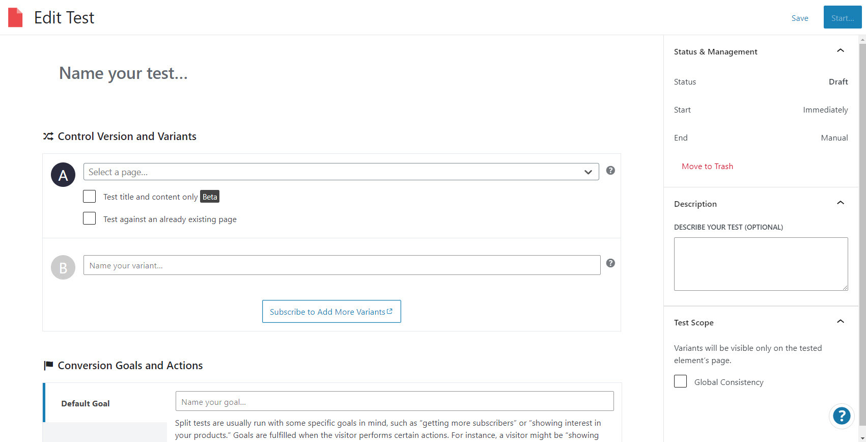 Nelio AB Testing-editor
