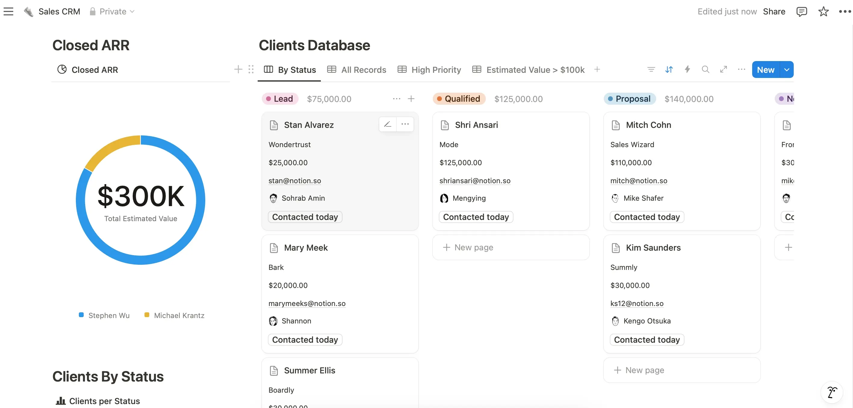 Notion Sales CRM Template