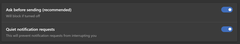 Quiet notification requests