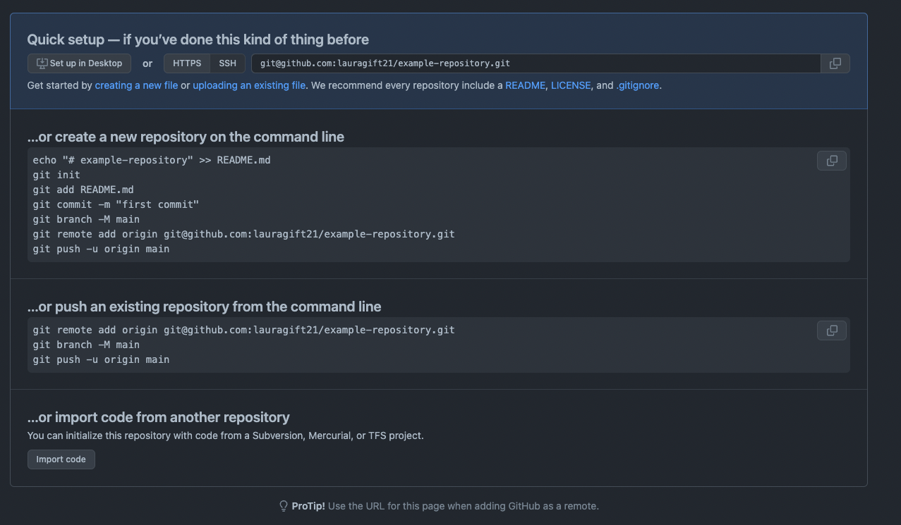 Repository Setup with command line