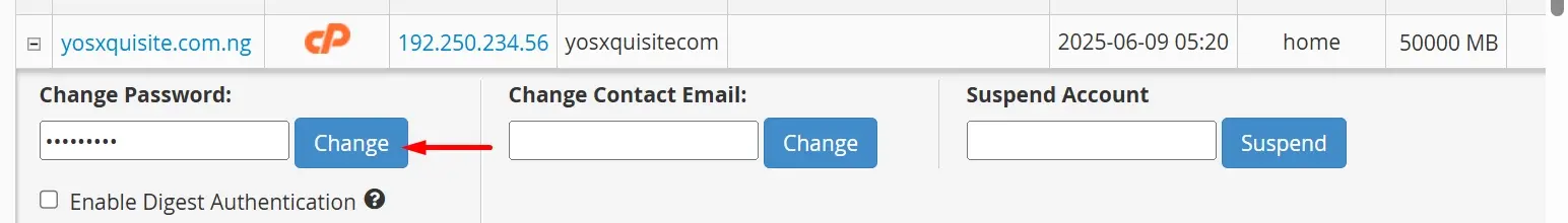 Reset Password Option