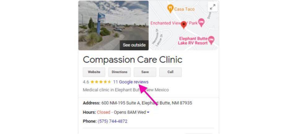 Screenshot Google reviews