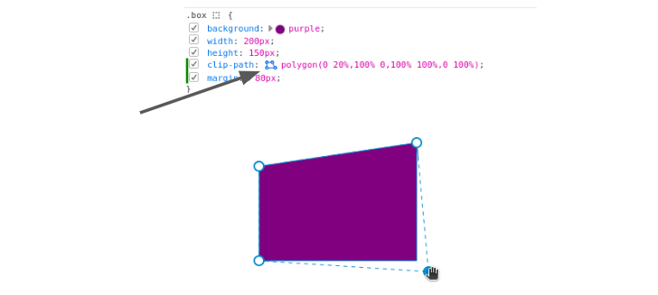 Overview of the Firefox dev tools to debug polygon shapes