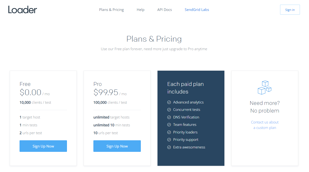 Sign Up on Loader.io