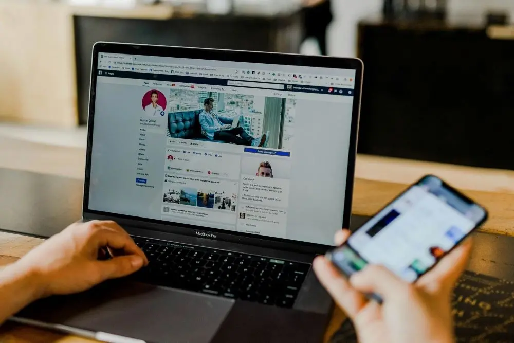 Social media account on computer