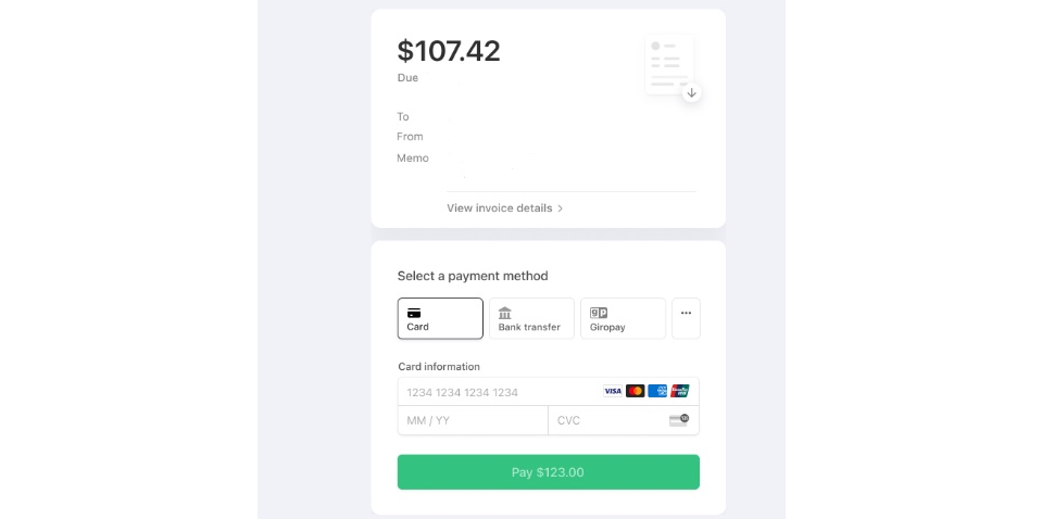 Stripe Online invoicing