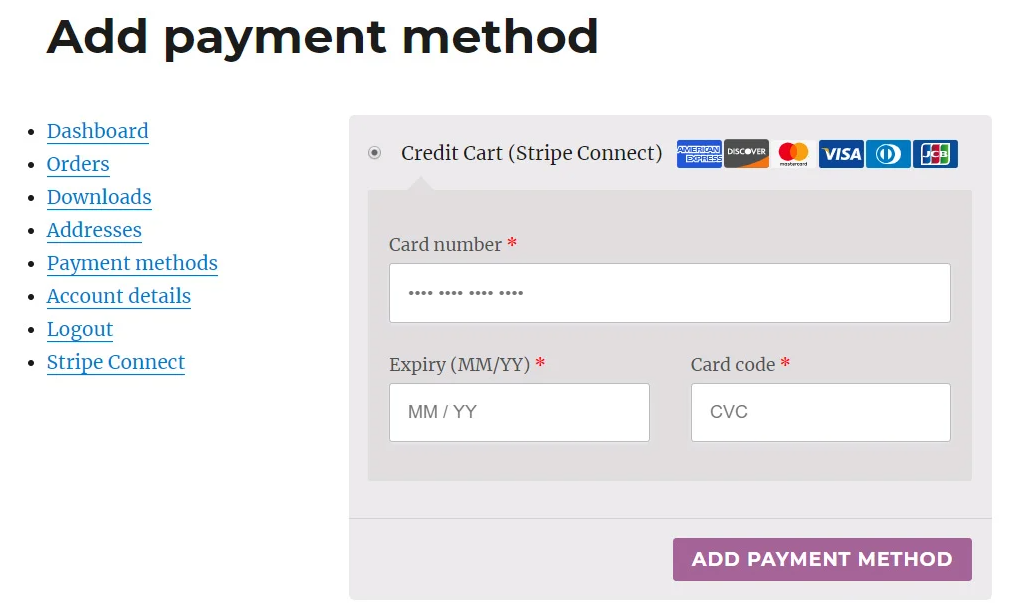 Stripe payment method