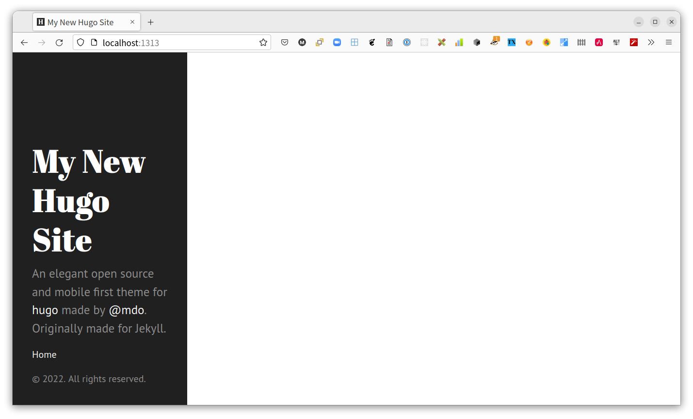 Themed Hugo Website Without Conten
