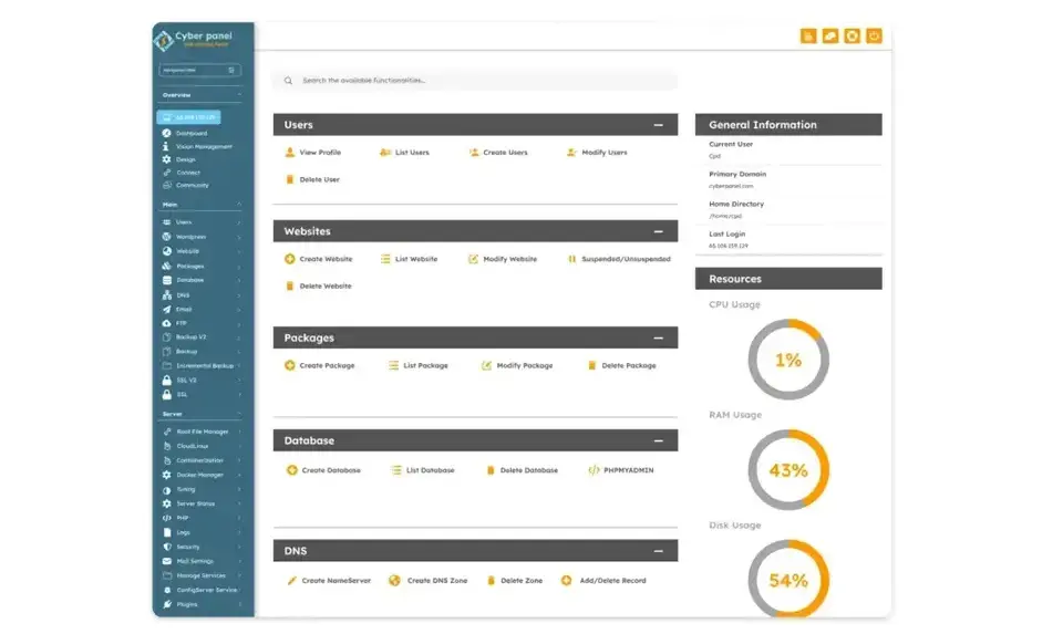 Features of CyberPanel