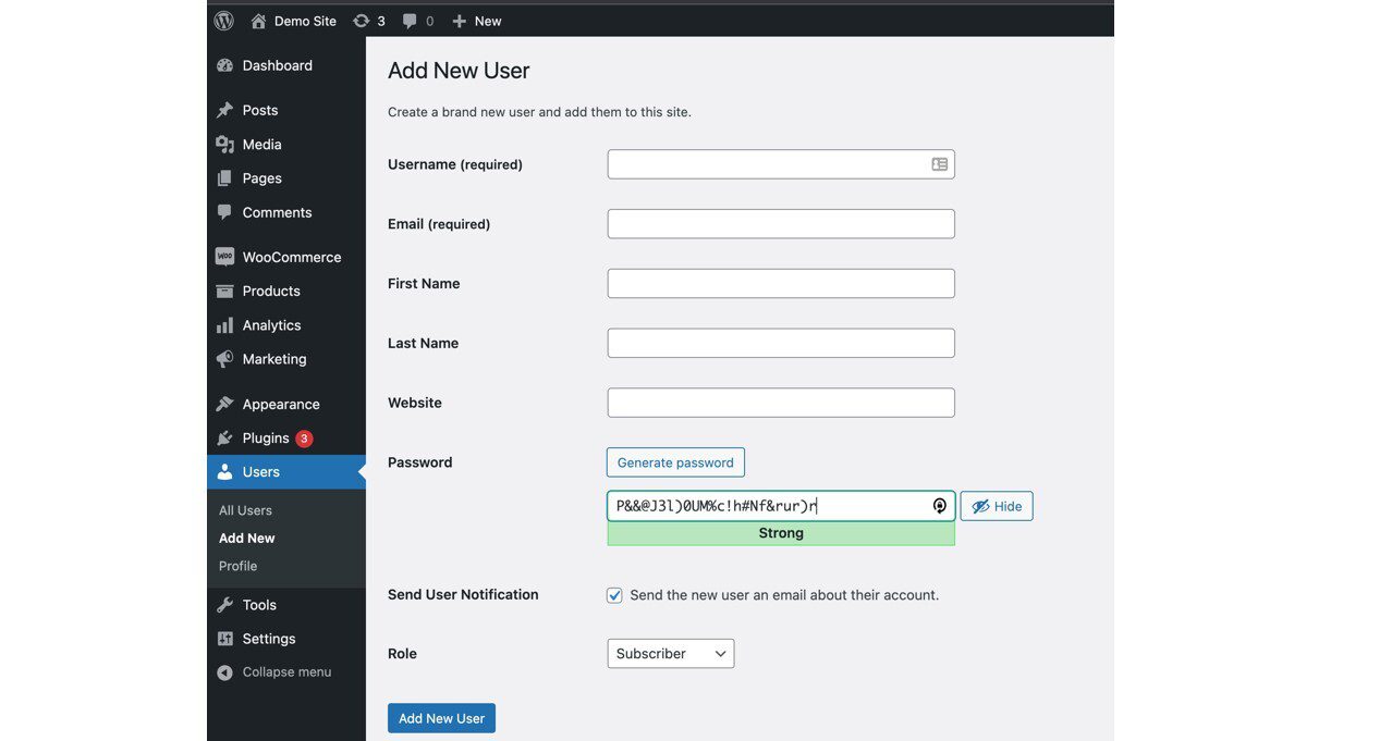 add new user page