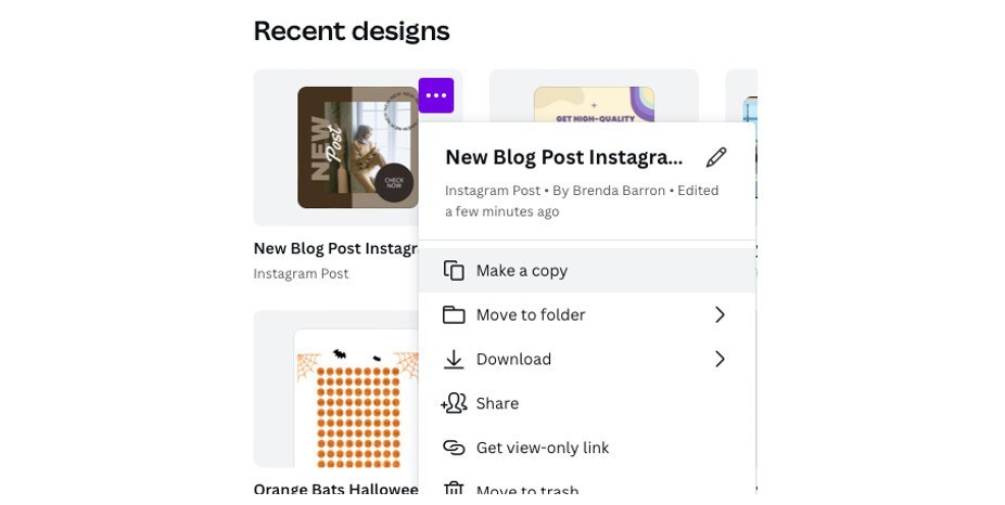 make a copy design on canva