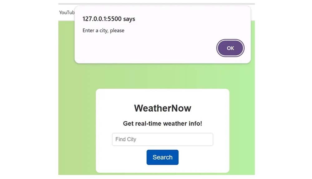 enter a city name