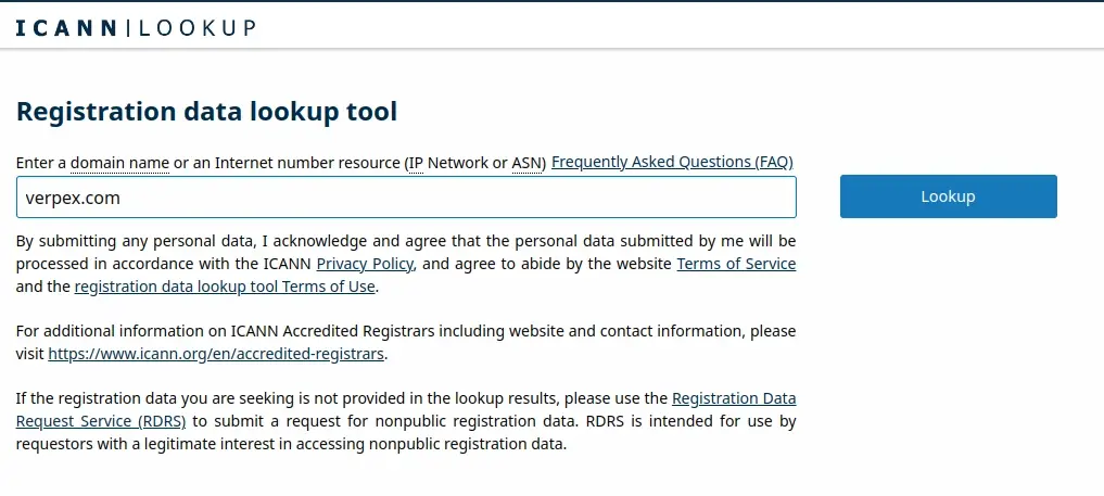 Icann whois domain lookup