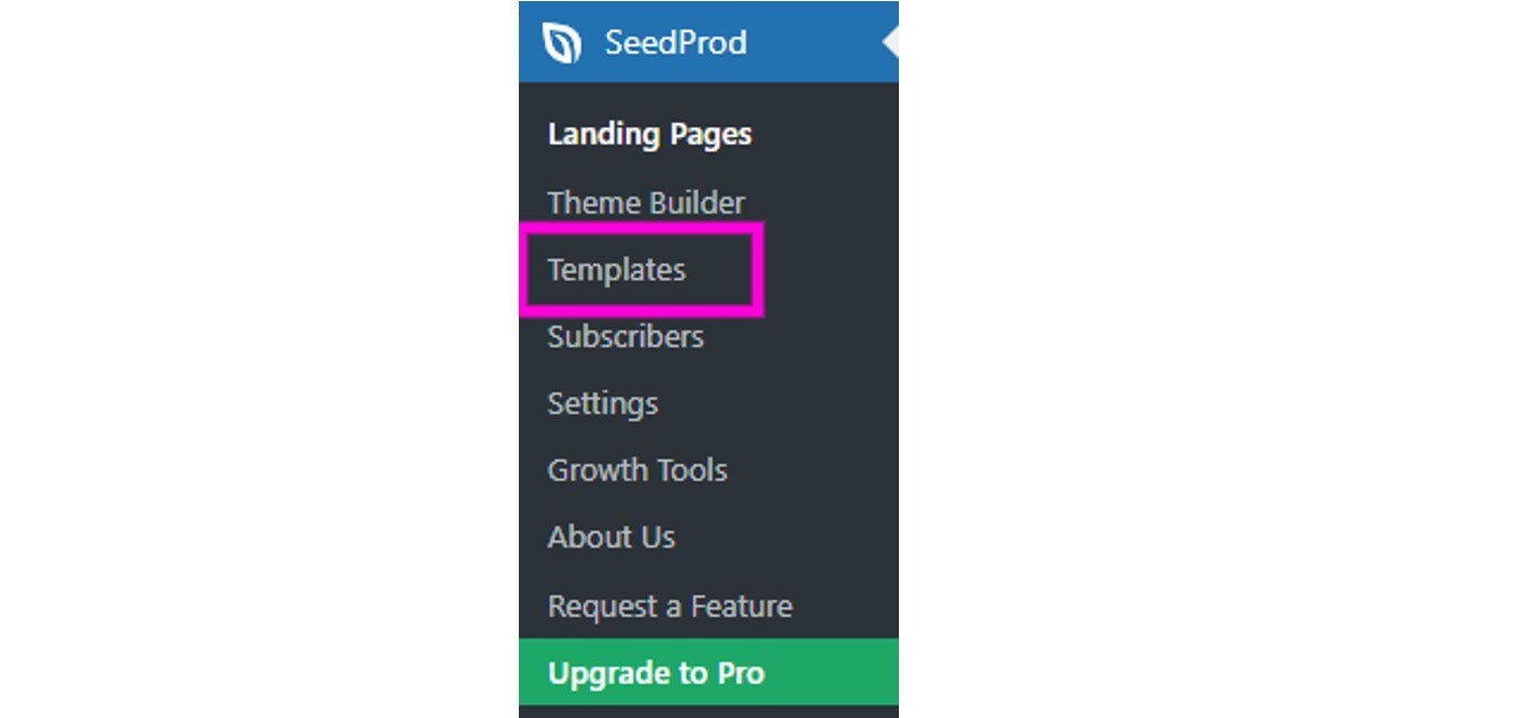 seedprod templates admin