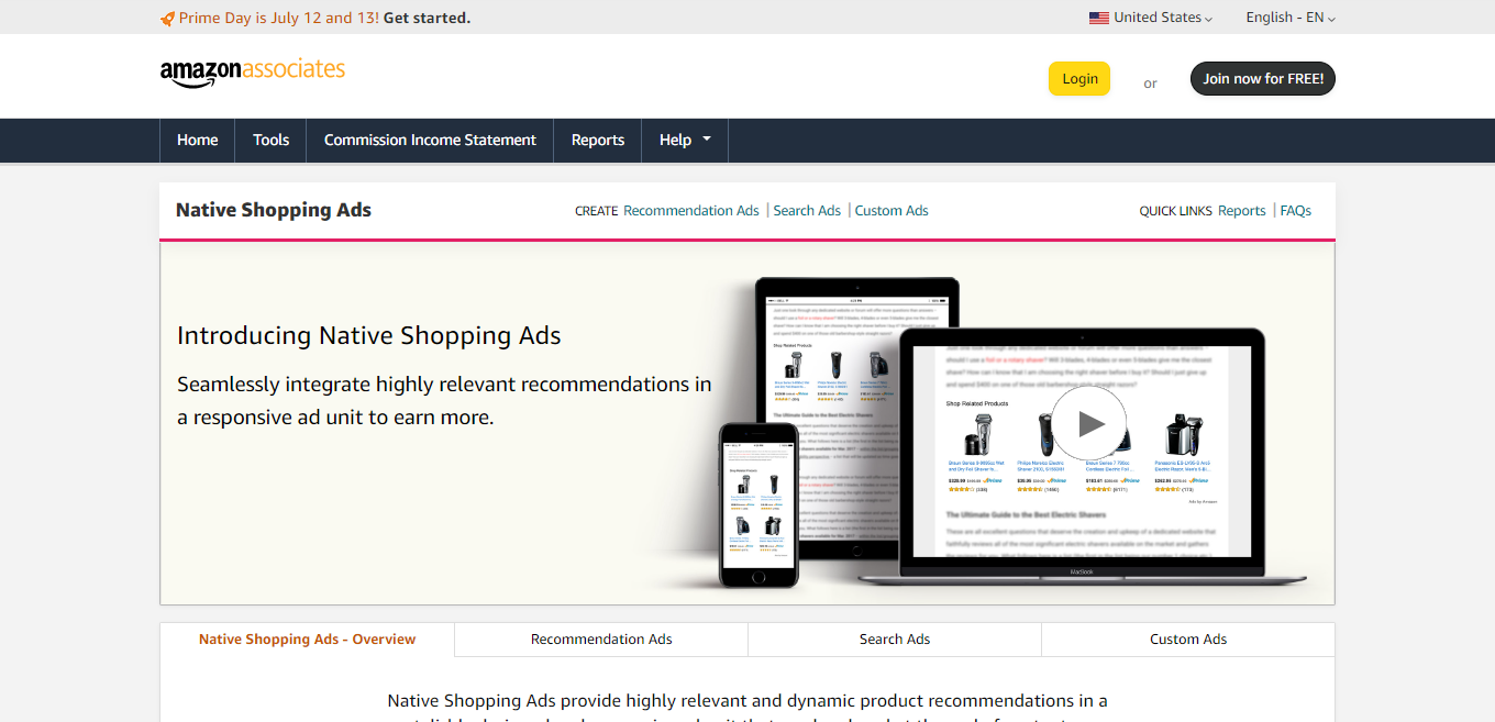 amazon shopping ads website homepage