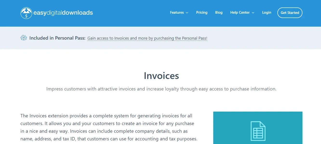 Screenshot edd invoices page