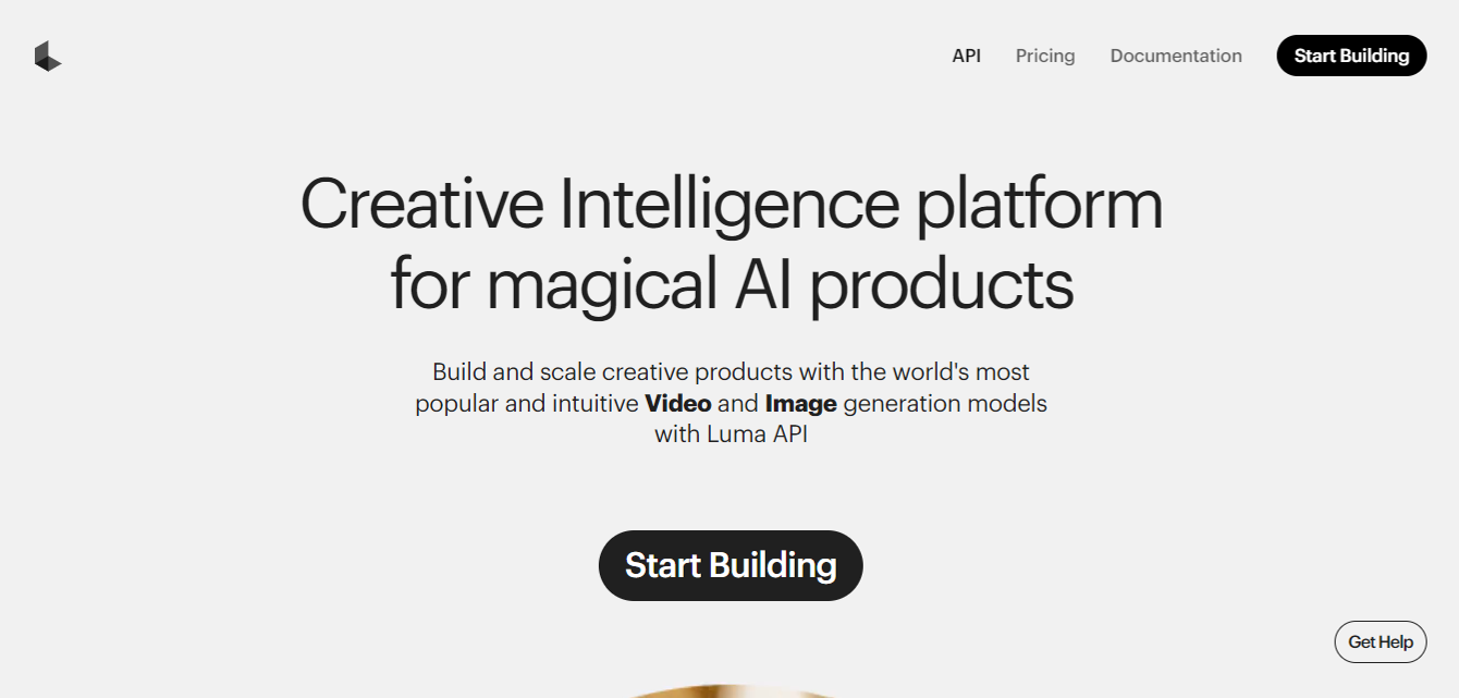 Screenshot lumaai homepage
