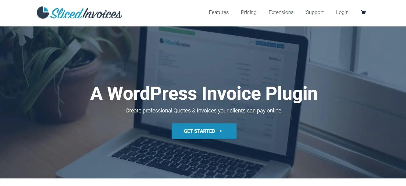 Screenshot sliced invoices frontpage