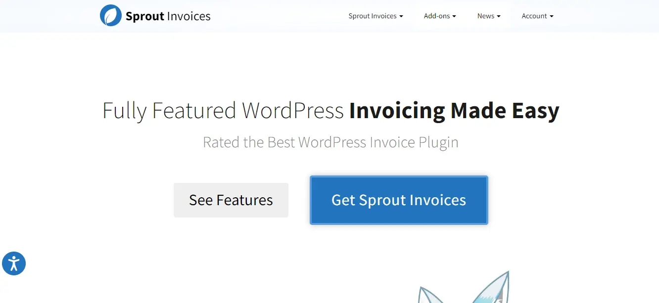 Screenshot sprout invoices frontpage