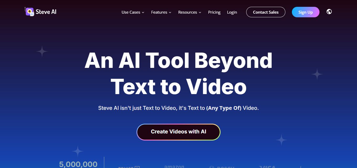 Screenshot steve ai homepage