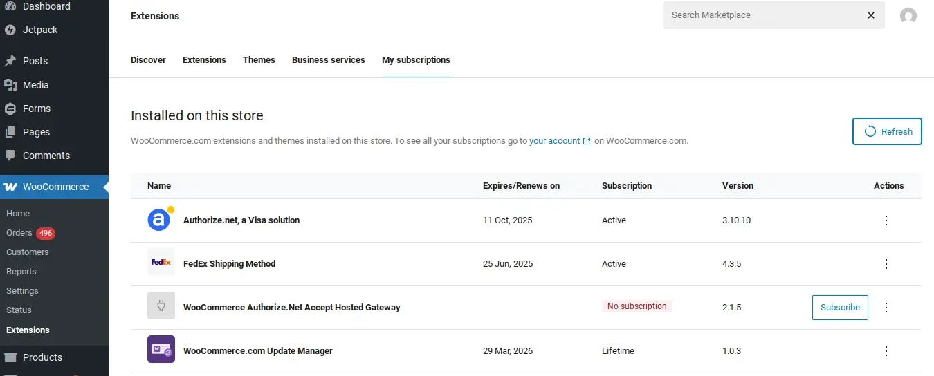 Screenshot woocommerce paid subscriptions plugins