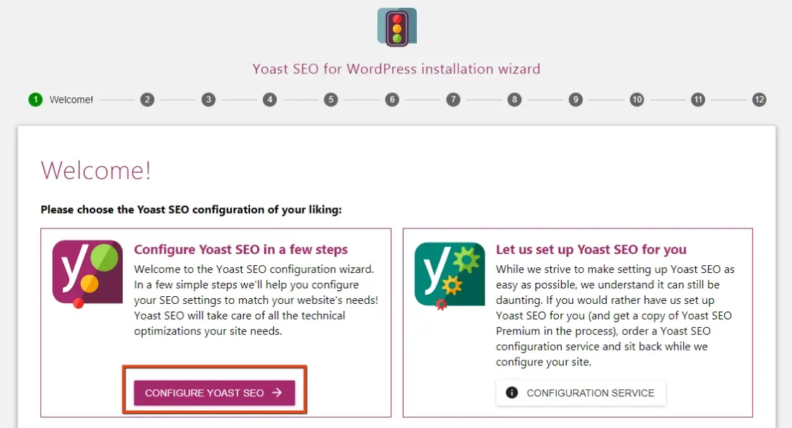 Yoast SEO setup Wizard