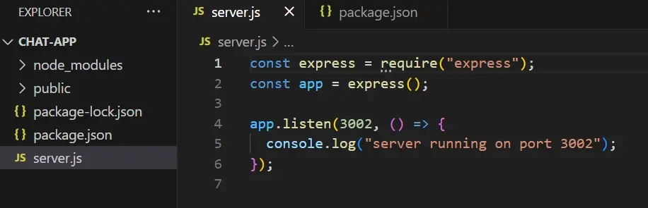 server in the server.js file