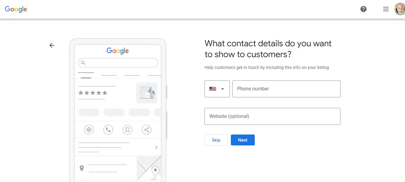 Start google business profile phone
