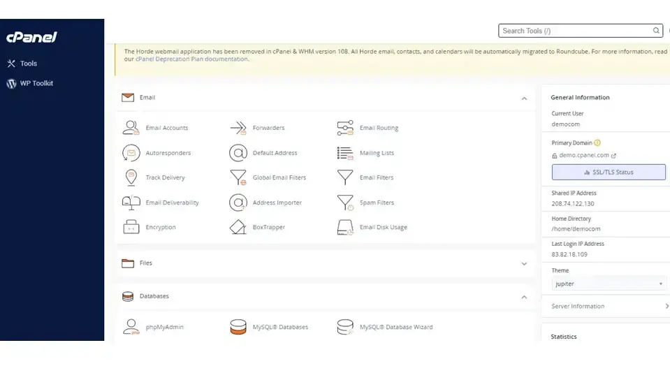 web hosting control panel